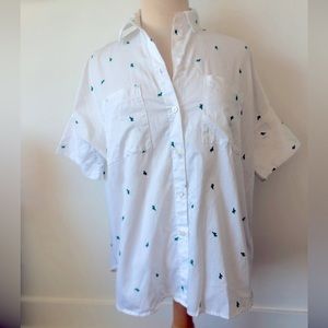 Madewell button down with cactus embroidery